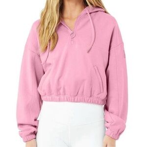 ALO Yoga Pink Oversized Crop Hoodie
